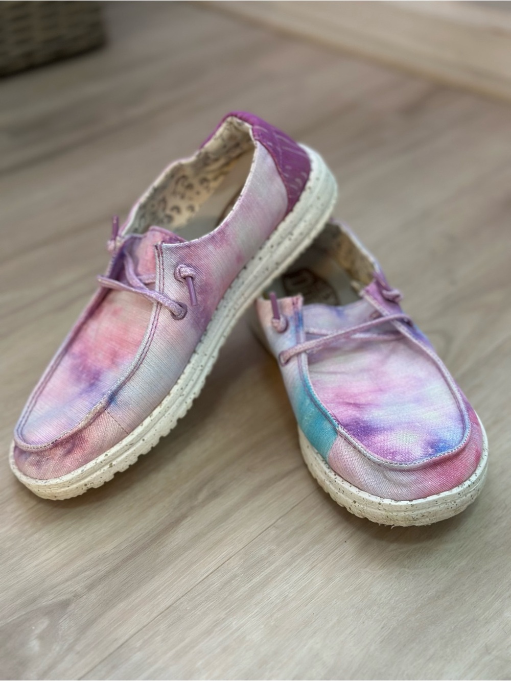 HEYDUDE Wendy Youth Dreamer shoes in the Unicorn colorway.